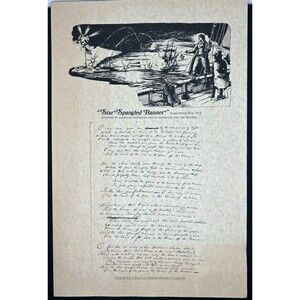 "Star-Spangled Banner" by Francis Scott Key, depicting the War of 1812 scene